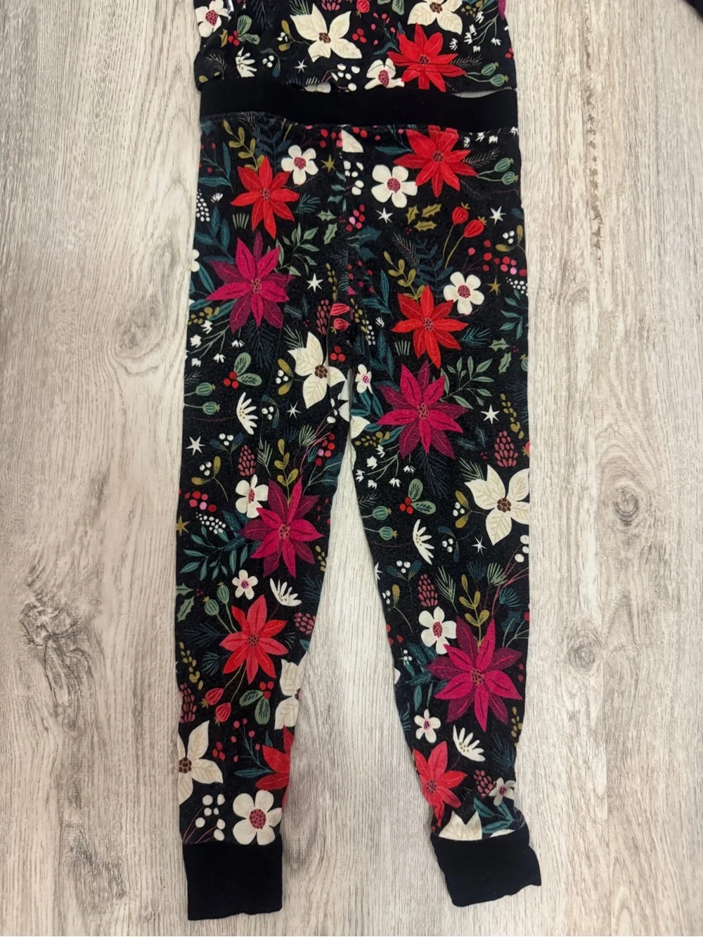 Girls Holiday Poinsettia Floral Pajama Set by Little Sleepies